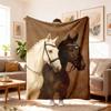 1pc Horse Print Flannel Blanket Suitable for All Seasons, Soft Warm Bedspread with Horse Bedspread, Machine Washable Horse Bedding for Sofa or Bed, Co