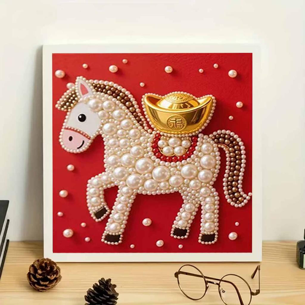 The Golden On The Horseback Full 5D DIY Pearl Gem Art Diamond Painting Kits for Adults/Beginners Gift Idea Home Decor 15.7x15.7in