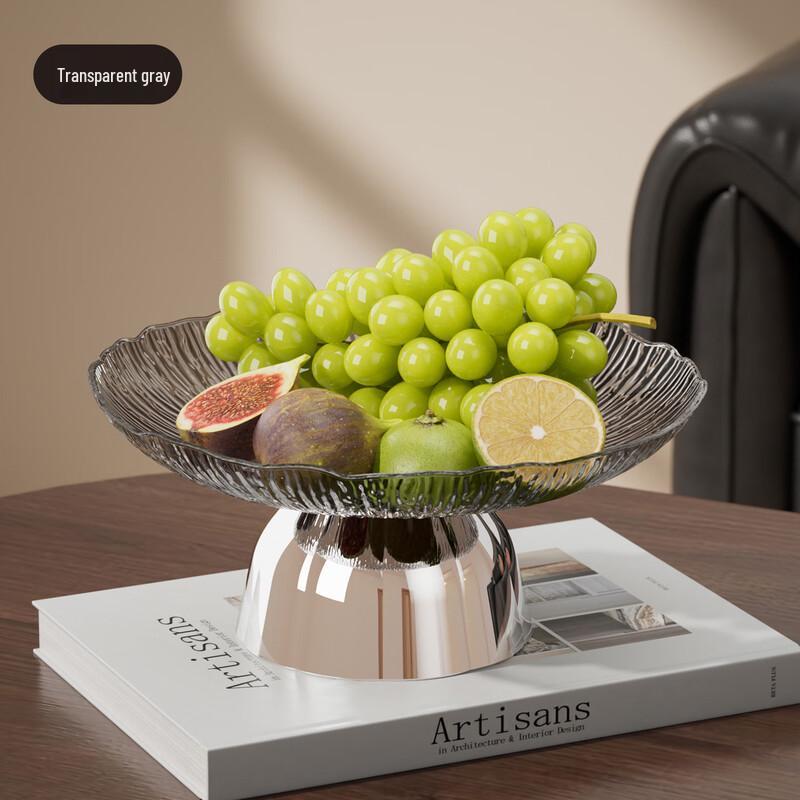 KANGMO Faux Wood Retro High-Legged Serving Plate