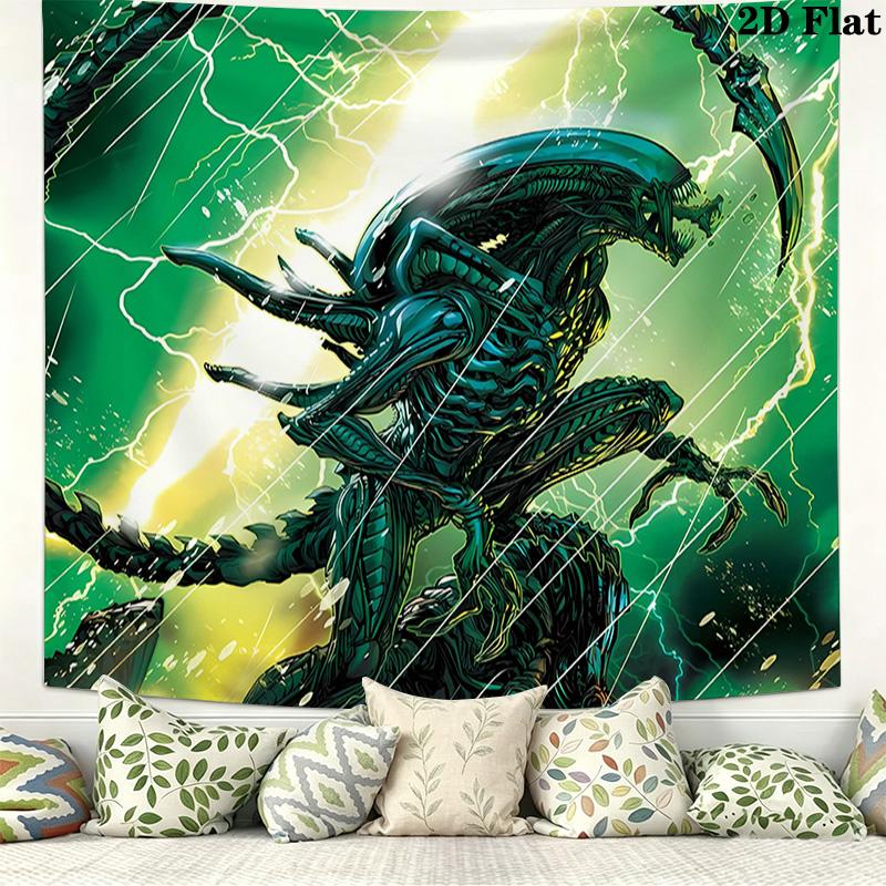 Aliens Wall Tapestry Aesthetic Wall Hanging Printed Fabric Blanket Decorative Tapestries for Bedroom Living Room Home Decor