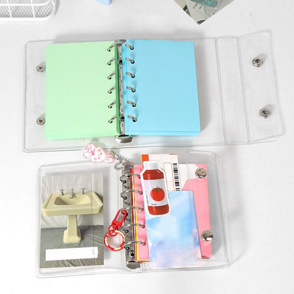 A6 A7 Şeffaf 6 Halkalı Klasör Kapağı Şeffaf PVC Not Defteri Kapanışlı Klasör Kapağı Halkalı Planlayıcı Sayfaları için Yaprak Dosya