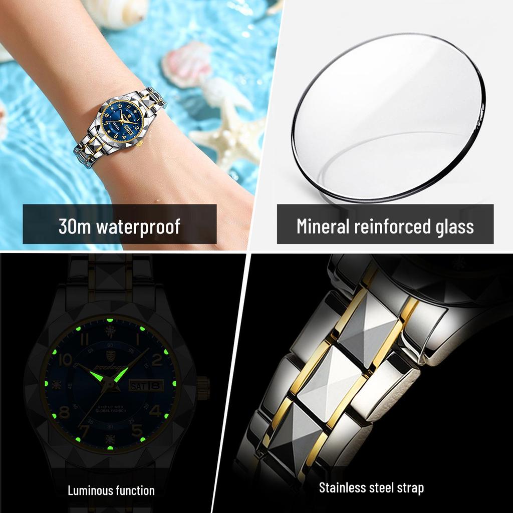 Orologio da Donna Svizzero Impermeabile Luminoso Doppio Calendario al Quarzo - Best Seller