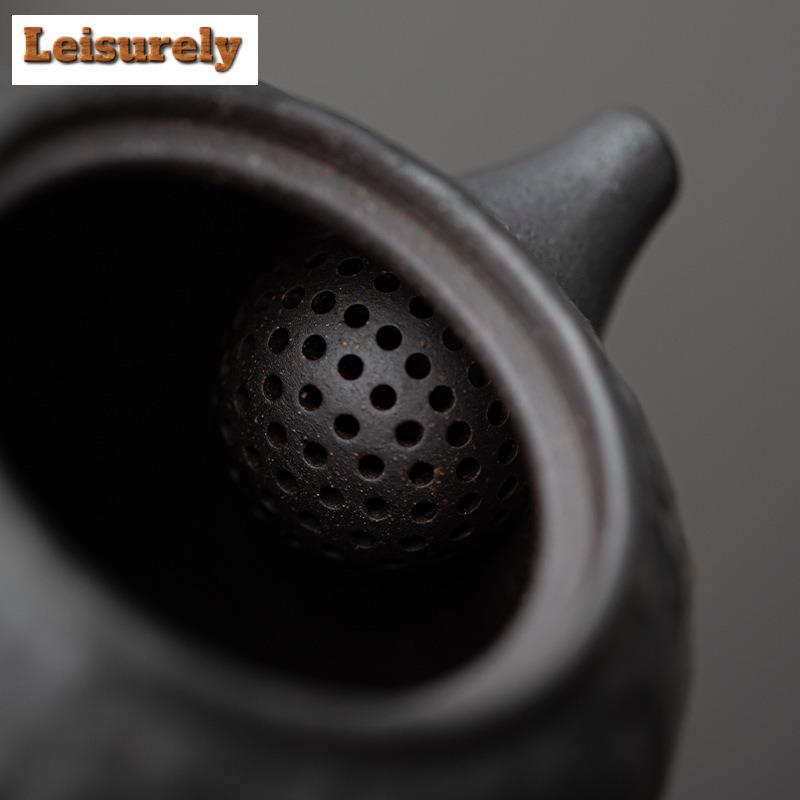 Handmade Black Pottery Buddha Teapot Zen Tea Infuser Art Pot Tea Maker Kettle With Ball Hole Tea Ceremony Accessories Collection