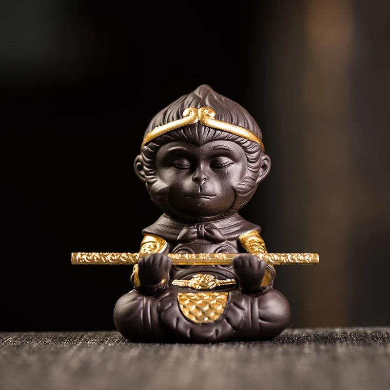

The Monkey King Quest for The Sutra Tea Pet Decoration Supportable Yixing Clay Tea Carve Tea Pet Monkey King Tea Accessories