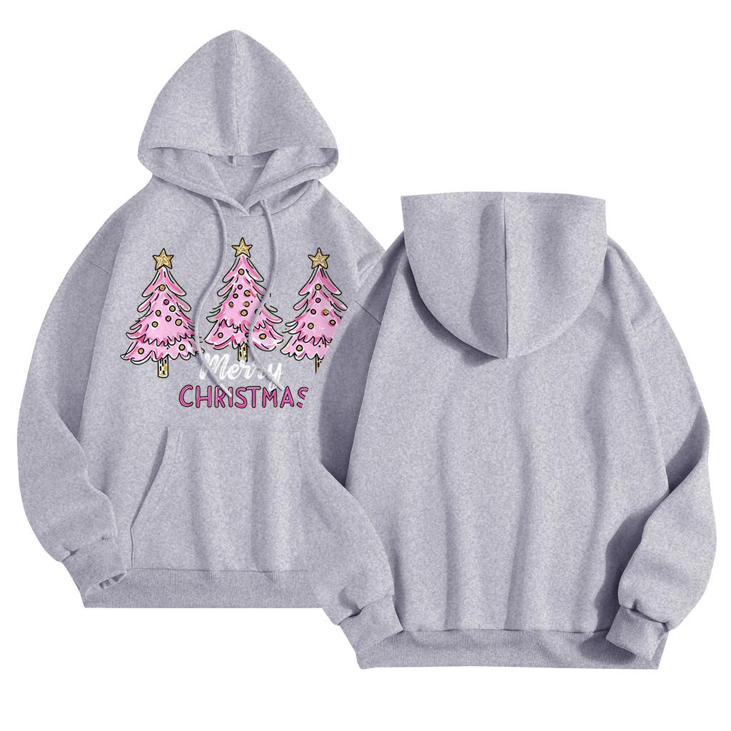 Women's Round Neck Long Sleeve Casual Printed Top Hooded Sweatshirt