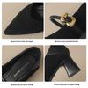 ZHR Women's Pointed Toe Mary Jane Block Heels