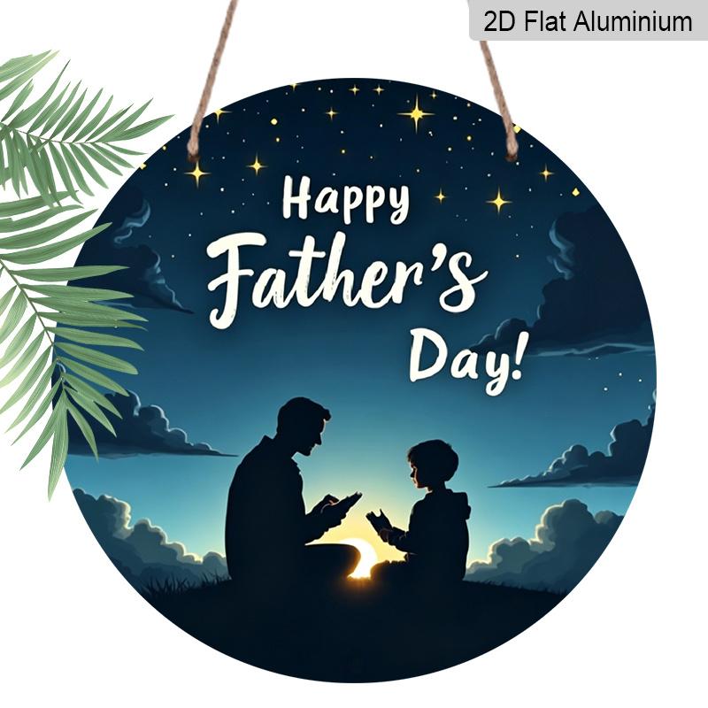

2D Flat, 1pc Father s Day Wall Sign - Aluminum Modern Decorative Art with Happy Father s Day Text, Waterproof & Durable, No Power Needed, Easy 7.87×7.87inch