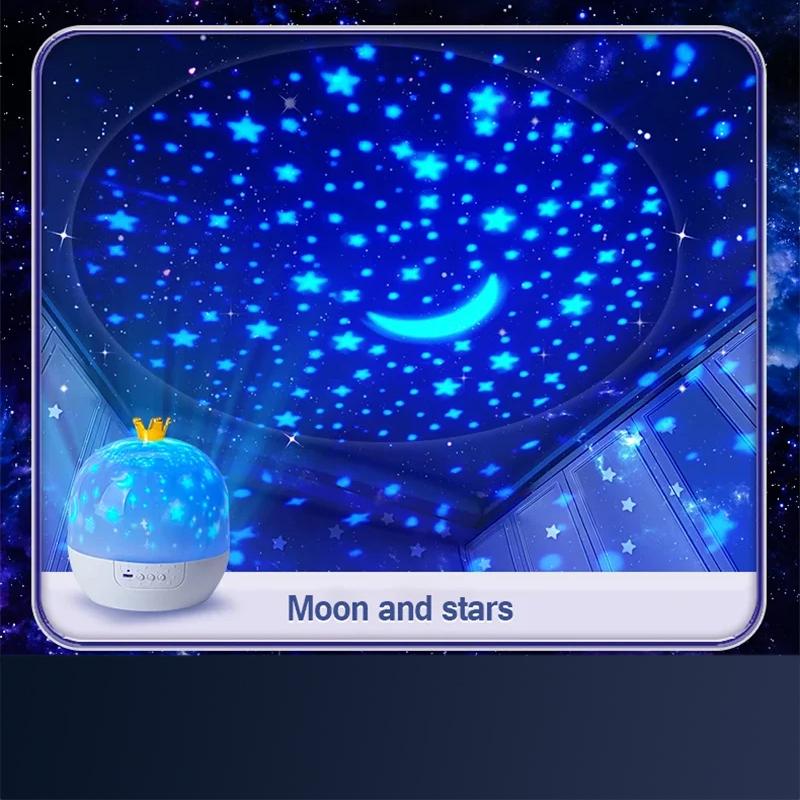 Galaxy Lichtprojektor Krone Stern Nachtlichter rotierende LED Schlafzimmer Dekoration Lampe