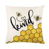 New Little Bee Pillow Cover Yellow and White Striped Home Sofa Cushion Cover Polyester Letter Print