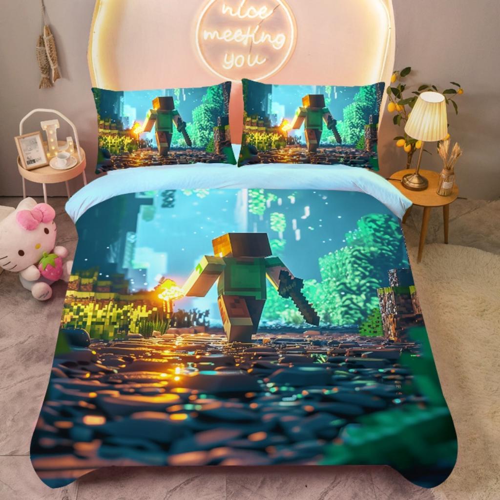 Anime quilt cover My World Duvet Cover My World Monster Hunters Bedding Set Pillowcases Bedclothes Children's Kids Adult