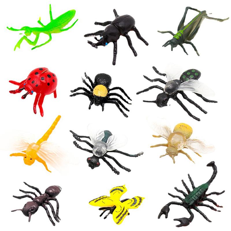Funny 12Pcs Simulation Insect Toy Spider Model Fun Realistic Ladybird Dragonfly Animal Toy Children'S Wacky Toys Birthday Gifts