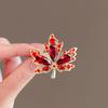Luxury Crystal Zircon Maple Leaf Brooch For Women Shiny Rhinestone Brooches Pin Banquet Wedding Party Clothing Accessories