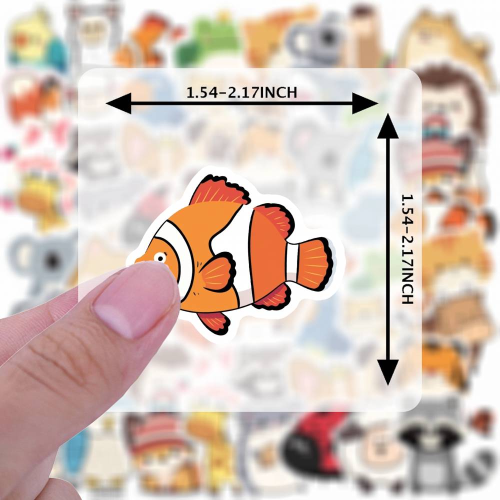 35pcs-50pcs Cartoon Nature Stickers Colorful Animal Stickers Stickers For DIY Phone Laptop Scrapbook Bike