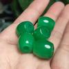 Bright Green Malaysian Jadeite Barrel Beads with Large Holes and Ruyi Design