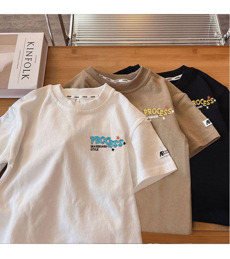 2024 Sommer Jungen Reines Baumwoll Kurzarm T-Shirt - Dünner Stil Oberteile für Kinder