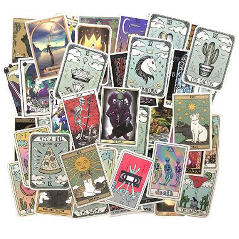 50Pcs Tarot Card Graffiti Stickers Divination Stickers for Water Bottle Laptop Refrigerator Motorcycle Skateboard Cars Luggages