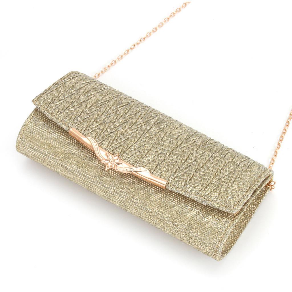 Women's Handbag, Dinner Bag, Clutch Bag, Pleated Metal Cap, Wedding Evening Dress Bag