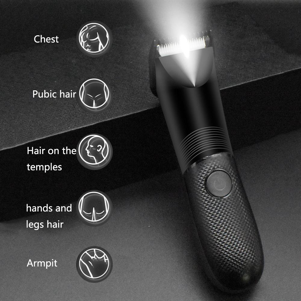 Electric Hair Clipper for Men Groin Trimmer Body Hair Razor Waterproof with USB Charging