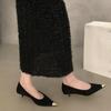 French Pointed Toe Leopard Pattern Temperament Shallow Mouth Single Shoes Women's Spring and Autumn New Suede Stiletto Shoes