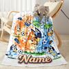 Soccer Fun Bluey Customize Text Blanket Throw Customizable Blanket Soft & Cozy Suitable for Bed Home Decor Couch Office Ideal for All Seasons