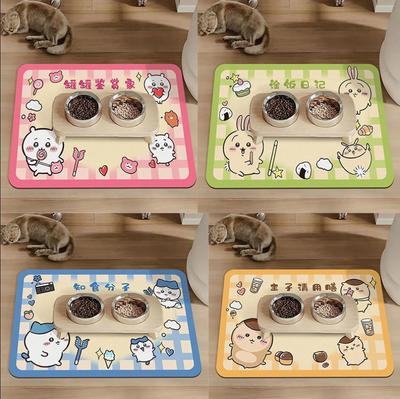 "chikawa" Cartoon Pet Dirt-resistant Food Mat Cat and Dog Rice Bowl Anti-slip Anti-scratching Easy To Clean Home Decoration Rug