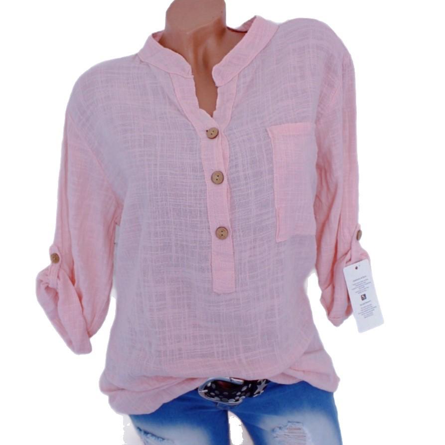 2021 European/American Spring Summer Solid V-Neck Pocket Women's Top, Multi-Color & Multi-Size