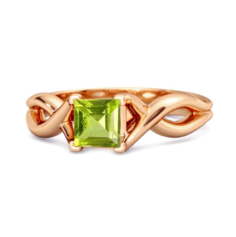

Peridot Twisted Vine Band Ring - Sterling Silver Rose Gold Vermeil 6.5 рожевий колір золота