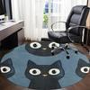 1pc Black Cat Pattern Office Round Area Rug, Indoor Mat Suitable ForOffice, Under Office Chairs Bedroom Living Room Home Decor, Room Deco q024