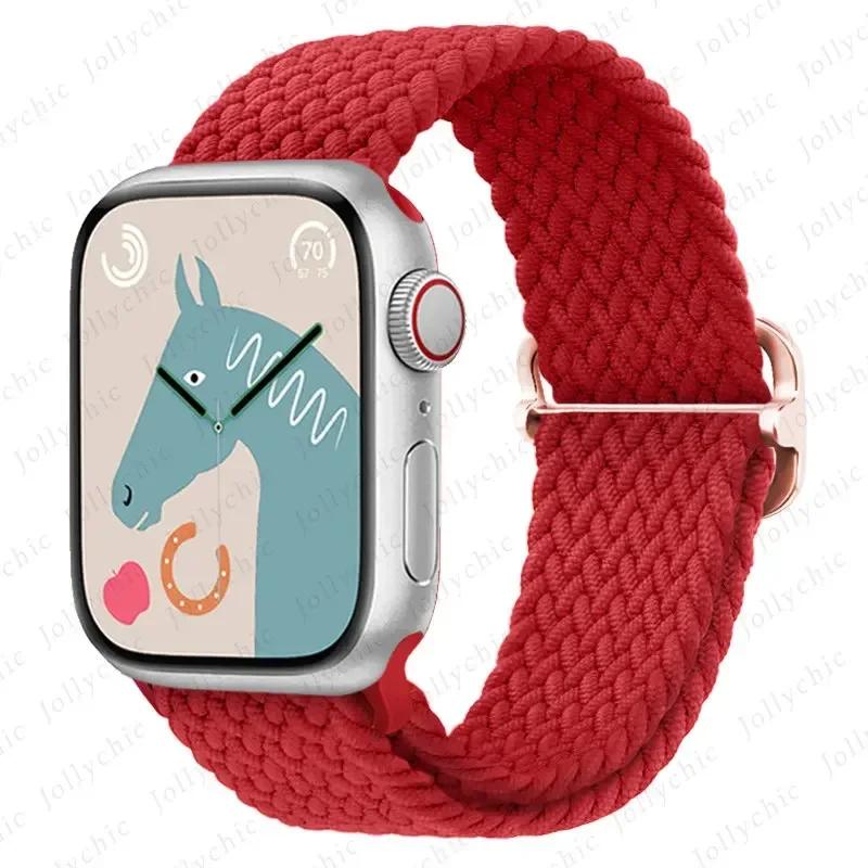 Braided Loop Strap For Apple Watch Band 42/46mm 45/41mm 38/40mm 44mm 49mm Nylon Solo Bracelet iWatch series 10 9 se 8 7 6 Ultra2