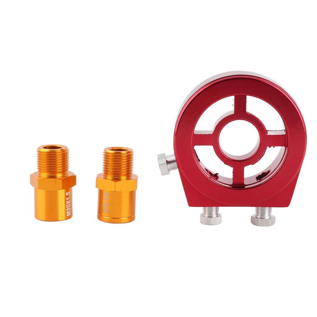 Universal Aluminum Oil Filter Cooler Sandwiched Plate Oil Pressure Temp Gauge Adapter Kit