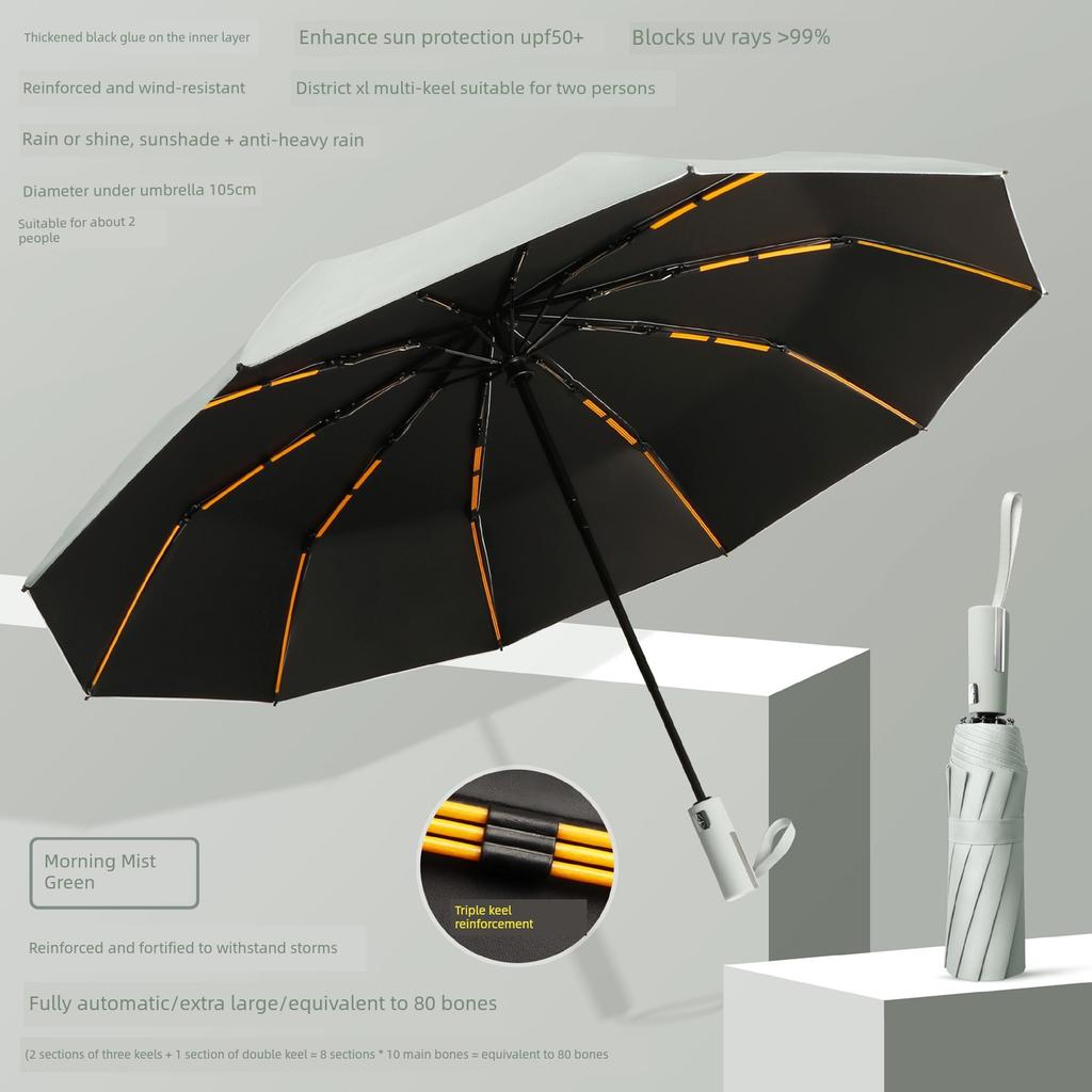 Fully Automatic Large Umbrella, Thickened and Reinforced, Foldable, Sunshade, Uv Protection, Dual-Use for Sun and Rain, Suitable for Men and Women