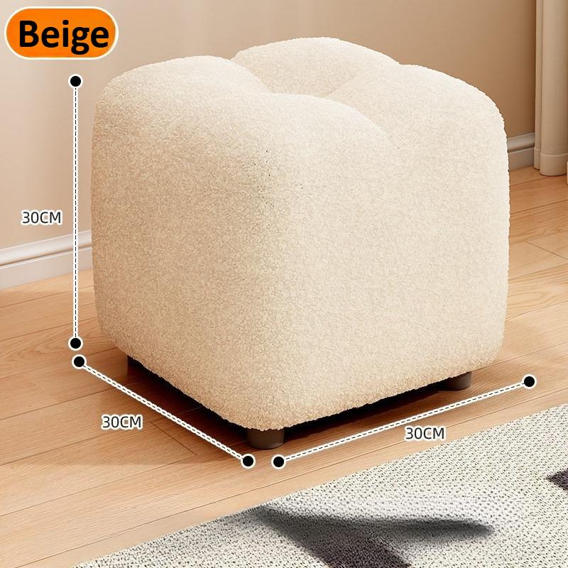 Lamb Wool Small Stool, Sitting Cushion, Sofa Stool, Living Room Small Stool, Shoe Changing Stool