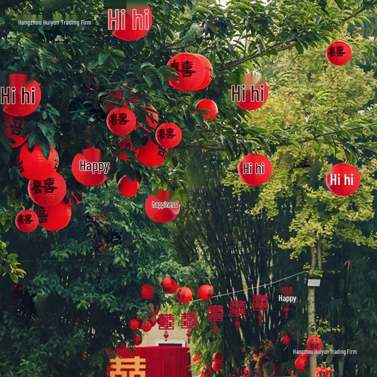 Outdoor Red Lantern Pendant for Rural Wedding Decor