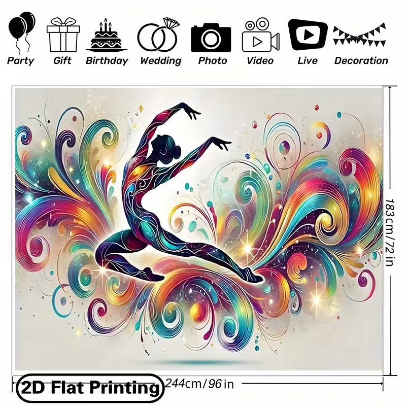 2D Vibrant Ballerina Silhouette Decoration Backdrop for Dance Studio