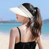 Dual Use Model Women Summer Sun Hat Casual Foldable Wide Brim Detachable Empty Top Ponytail Cap Adjustable UV Protection Sun Hat