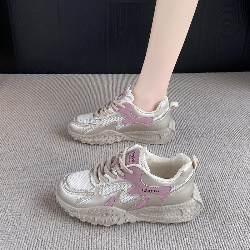 

Niche outer wear platform sneakers women s 2025 summer thin mesh breathable women s fashion casual versatile Forrest Gump shoes 35 розовый