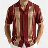 Men's Vintage-style American Print Short-sleeve Shirt with Abstract Patterns, Summer Casual Top