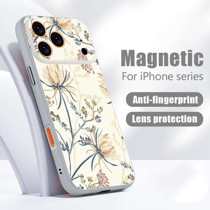 Pastoral Wildflower Case For iPhone 17 18 Pro Max Magnetic For Magsafe Skin Feel Hybrid Phone Cover For iPhone 16 15 14 13 Pro Max