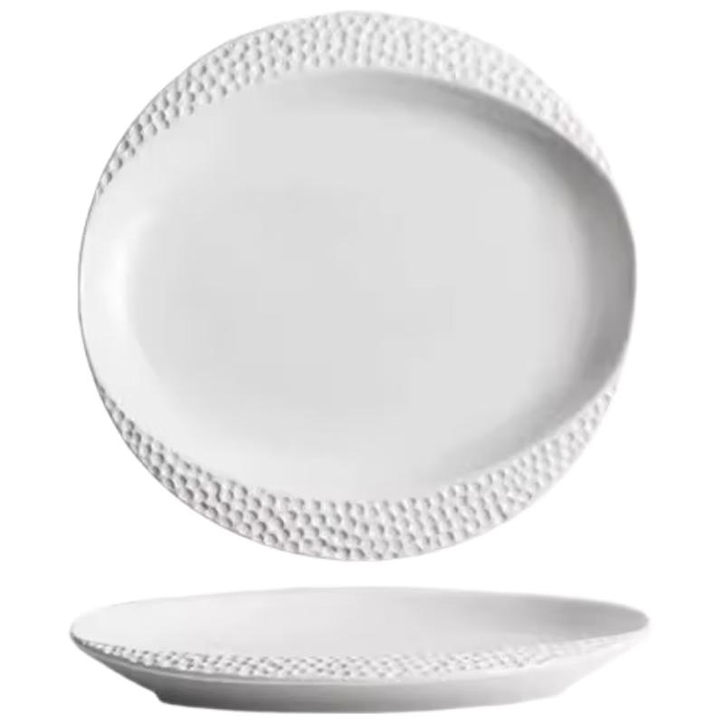 French Style White Ceramic Shallow Plate
