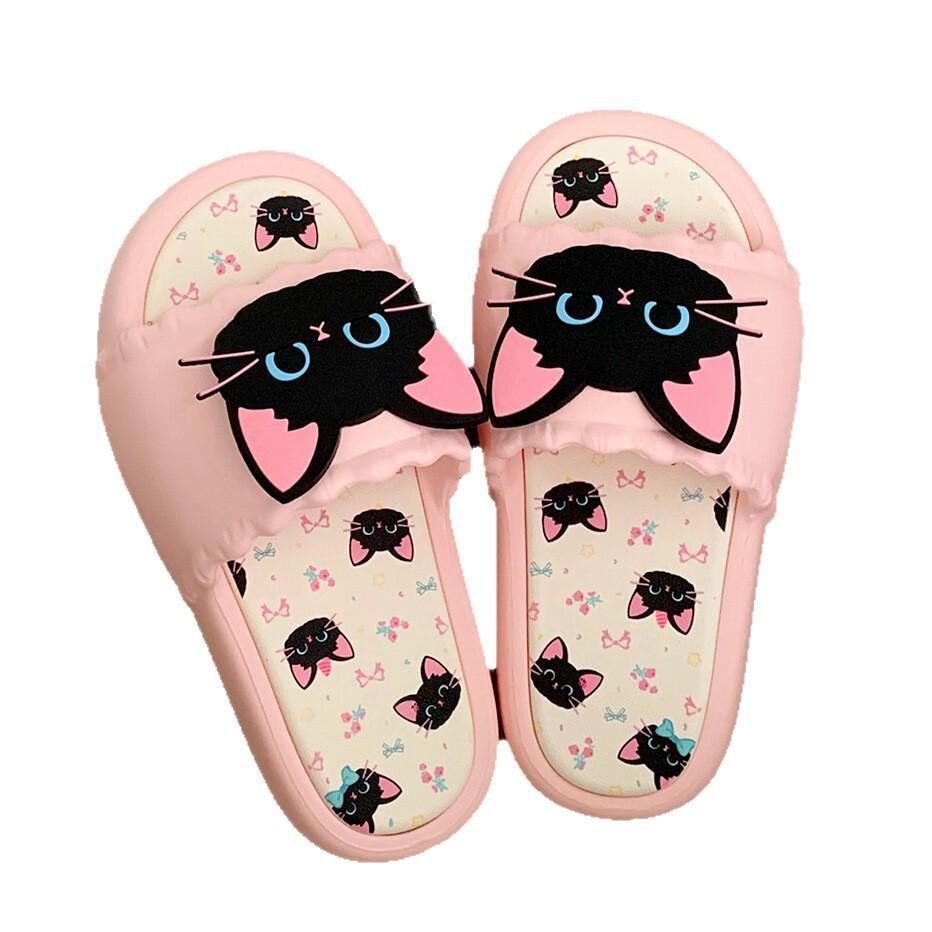 Sweet Cool Black Kitten Non-Slip Indoor/Outdoor Soft Sole Slippers
