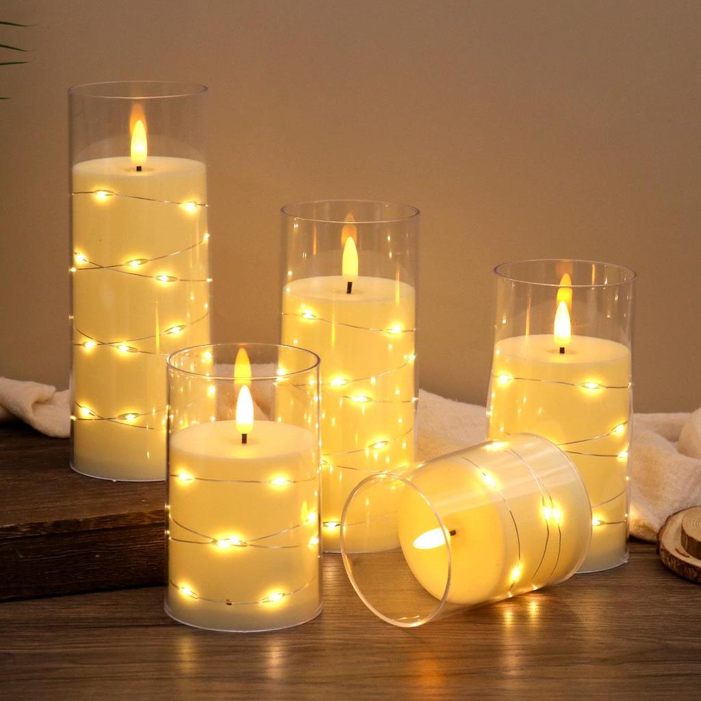 Remote-Control LED Candle String Lights - Acrylic Ornaments for Concerts, Birthdays, and Romantic Decor