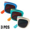 3PCS Foldable Pocket Sunglasses for Kids Boys Girls Outdoor Travel Goggle Shades Eyewear Square Frame UV Protection Sun Glasses