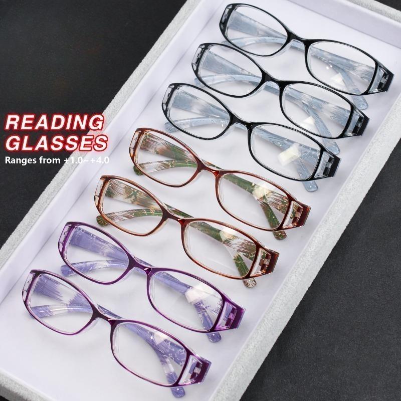 7 Classic Women's Reading Glasses Set Fashionable Hollow Square Frame Reading Glasses