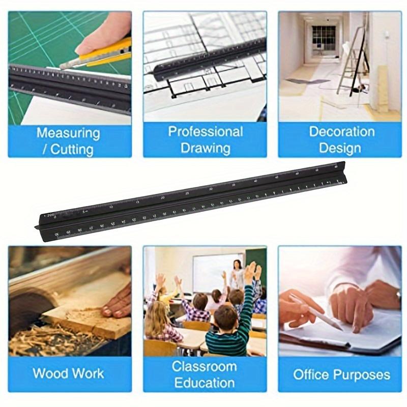 1pc 30cm/11.81in Mitsubishi Ruler, Dual Purpose Three Pronged Scale, Woodworking Multi-Purpose Ruler