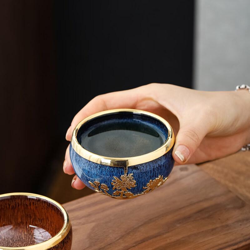 Junyao Kiln Glaze Jianzhan Master Teacup - Arhat Style Gift Set