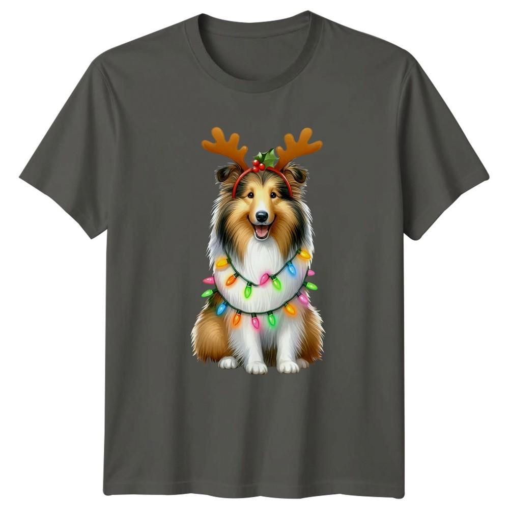 Christmas Dog Reindeer Antlers Holiday Animals Unisexs TShirt Unisexs Tee Graphic S