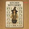 Vintage Easter Witch Metal Plaque 8x12, Rustic Kitchen Witchery Sign, Herbalism Symbols, 2D Flat Wall Decor