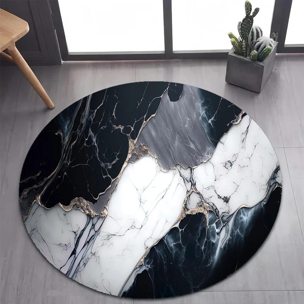 2026 Luxurious Marble Floor Mat Black and Gold Carpet for Bedroom Living Room Stylish Rug for Pet-Friendly Nature-Inspired Decor