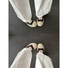 Cowhide version~ Velcro color matching little white shoes muffin platform casual Mary Jane shoes women's big head shoes