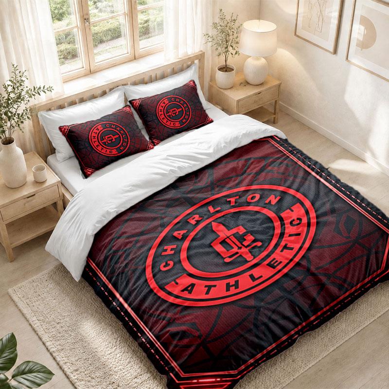 Bedding Set 1 Duvet Cover 2 Pillowcases Charlton Athletic FC Print Bedroom Home Decoration